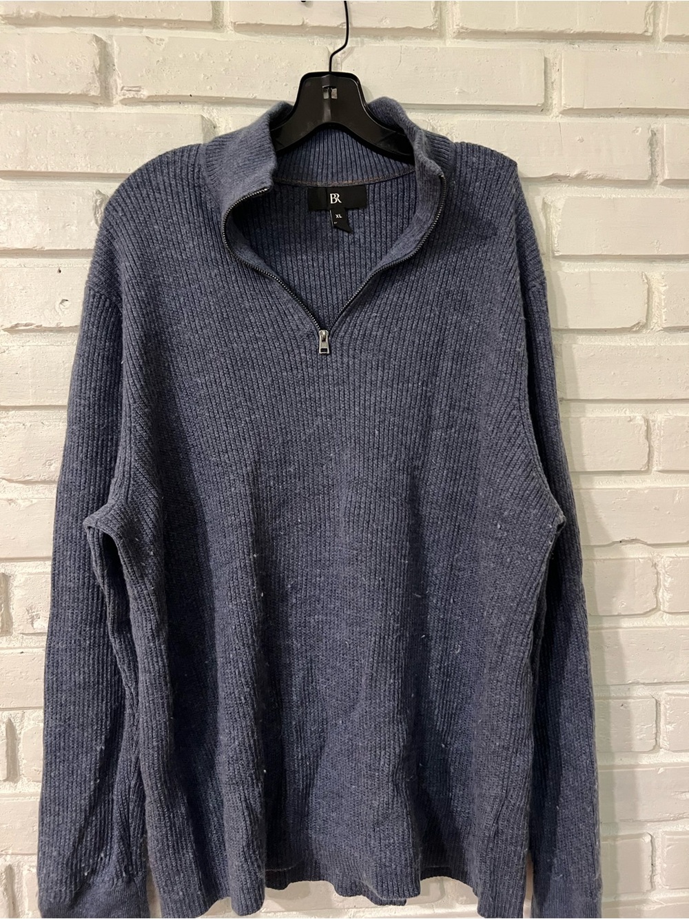 Banana Republic Navy Blue Ribbed Quarter-Zip Men's Sweater